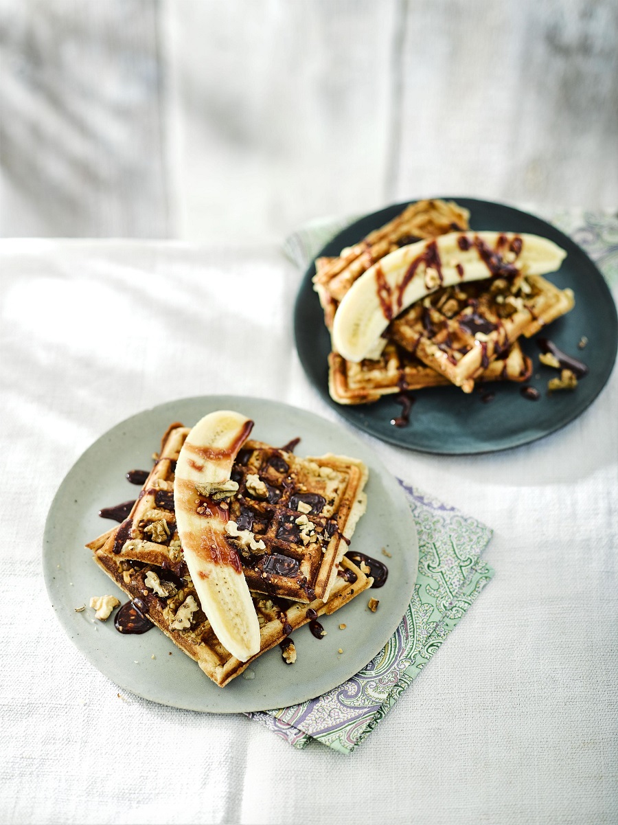 California Walnut Waffles With Date Drizzle﻿