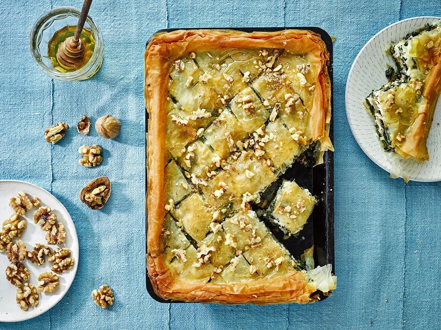 California Walnut, Spinach And Feta Baklava. California Walnut, Spinach And Feta Baklava.