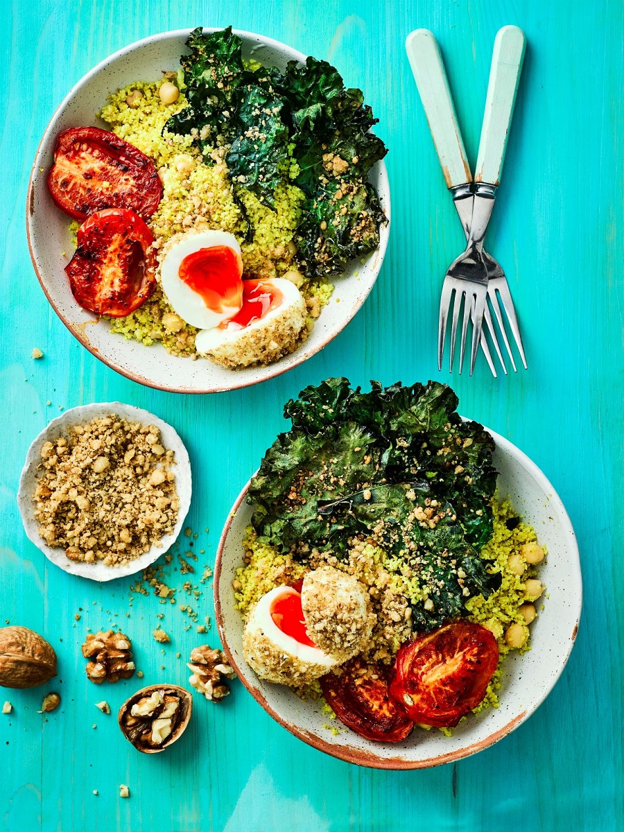 Cauli-rice and California Walnut Crusted Egg Buddha Bowl﻿