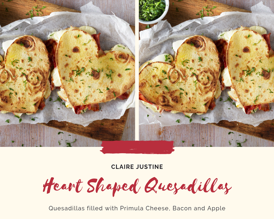 Heart Shaped Quesadillas: Filled with Primula Cheese, Bacon And Apple.