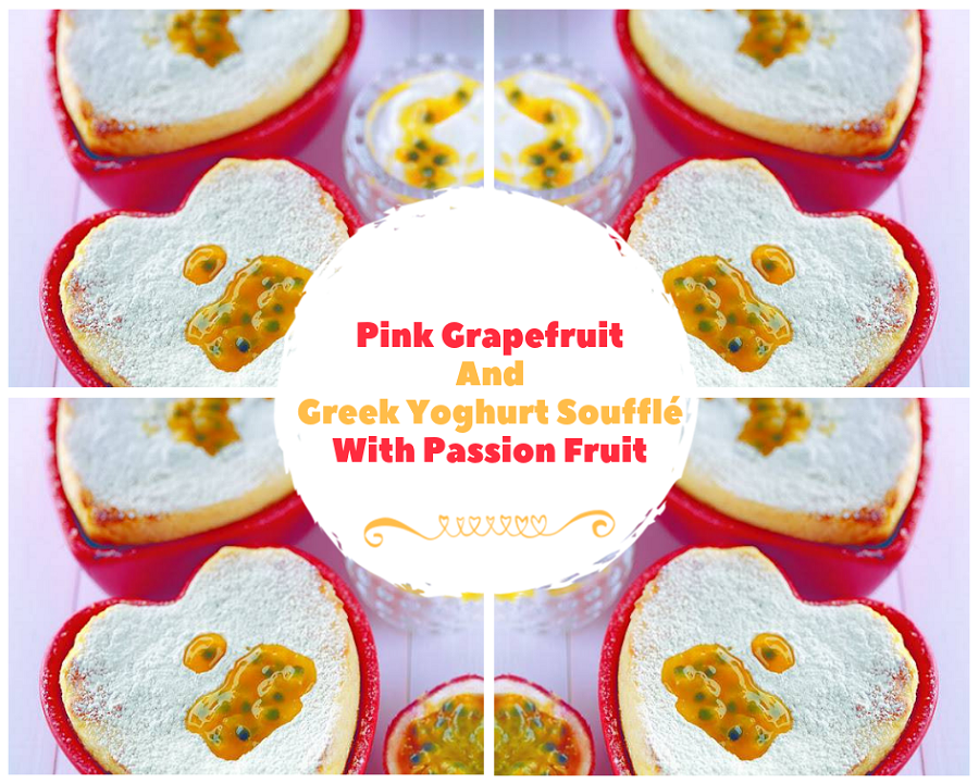 Pink Grapefruit And Greek Yoghurt Soufflé With Passion Fruit.