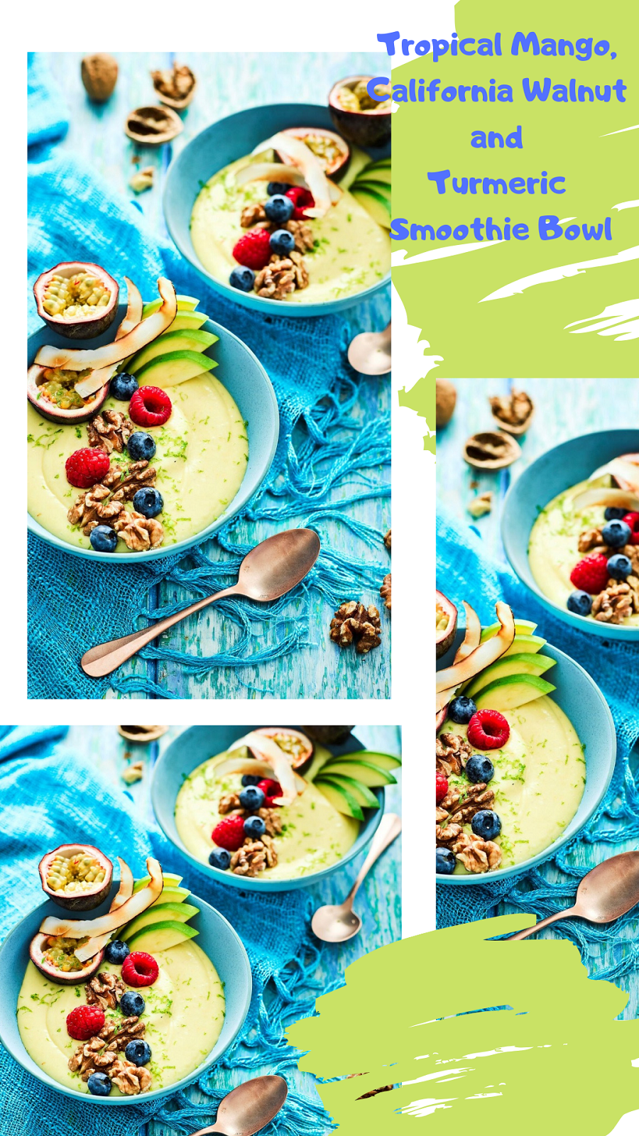 Tropical Mango, California Walnut and Turmeric Smoothie Bowl.