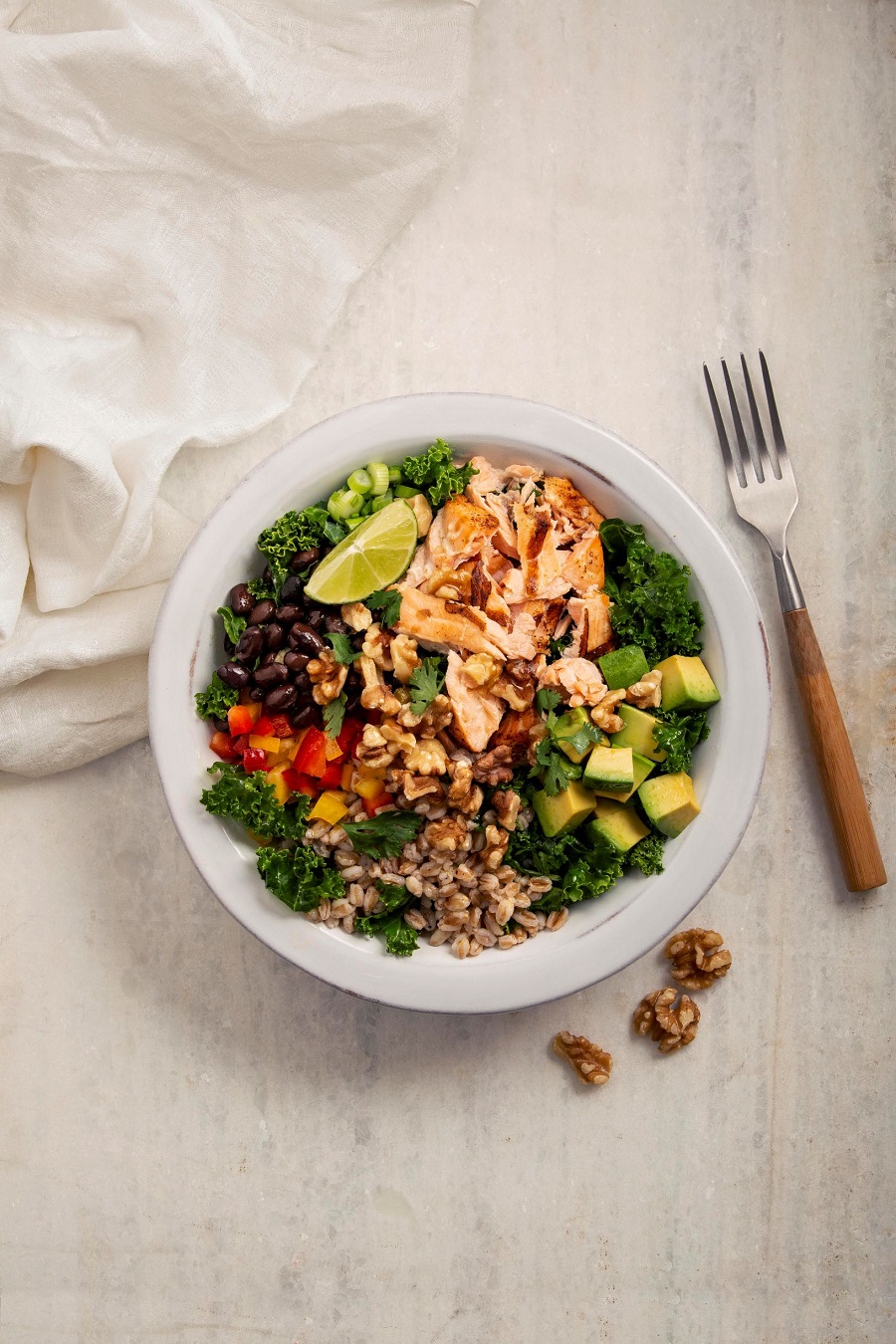 Salmon, Walnut And Avocado Grain Bowls