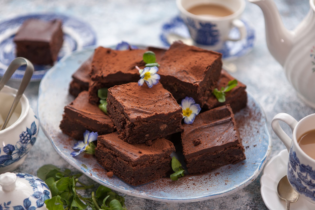 Chocolate, Orange & Watercress Brownies with Chocolate Ganache Topping