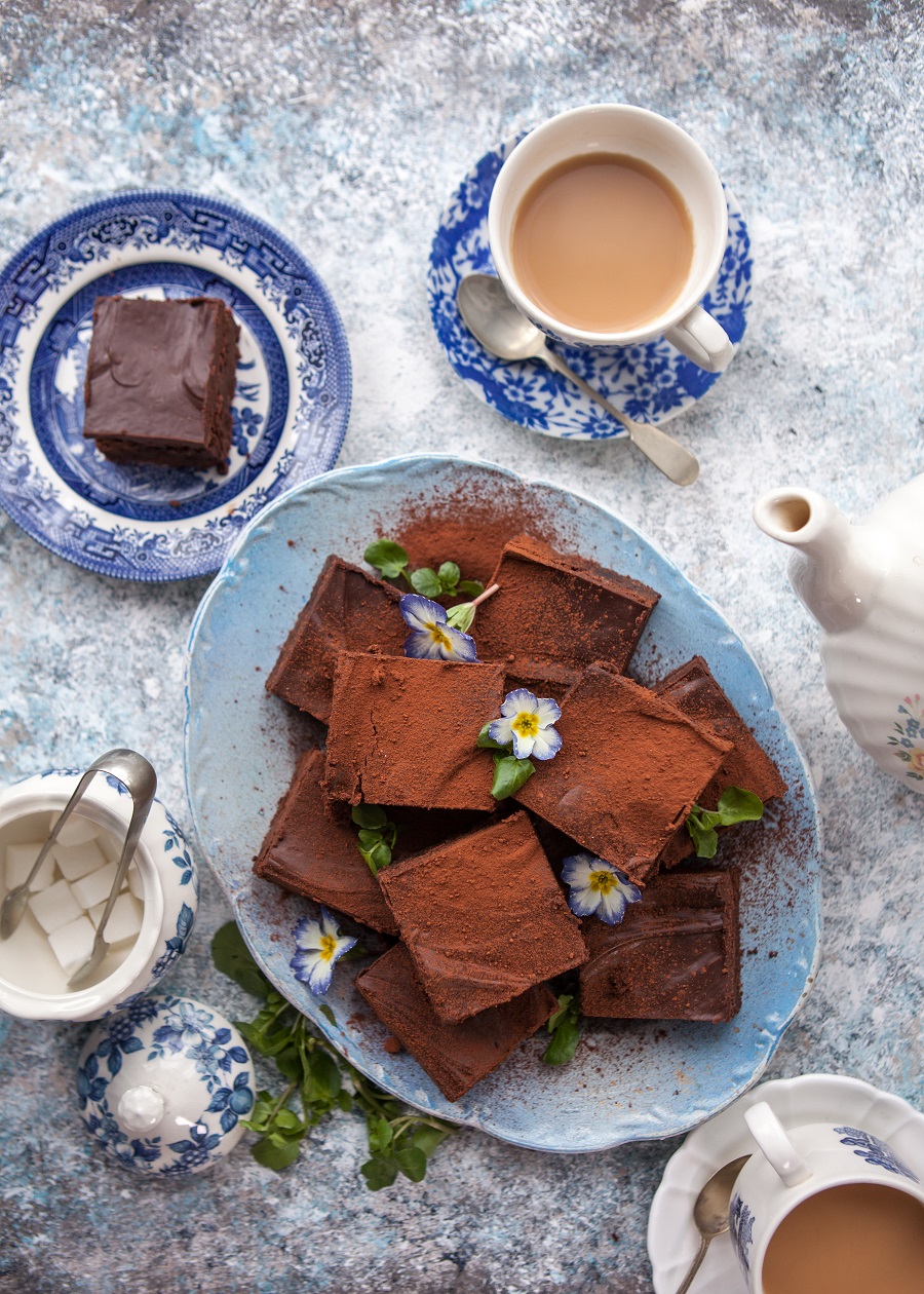 Chocolate, Orange & Watercress Brownies with Chocolate Ganache Topping