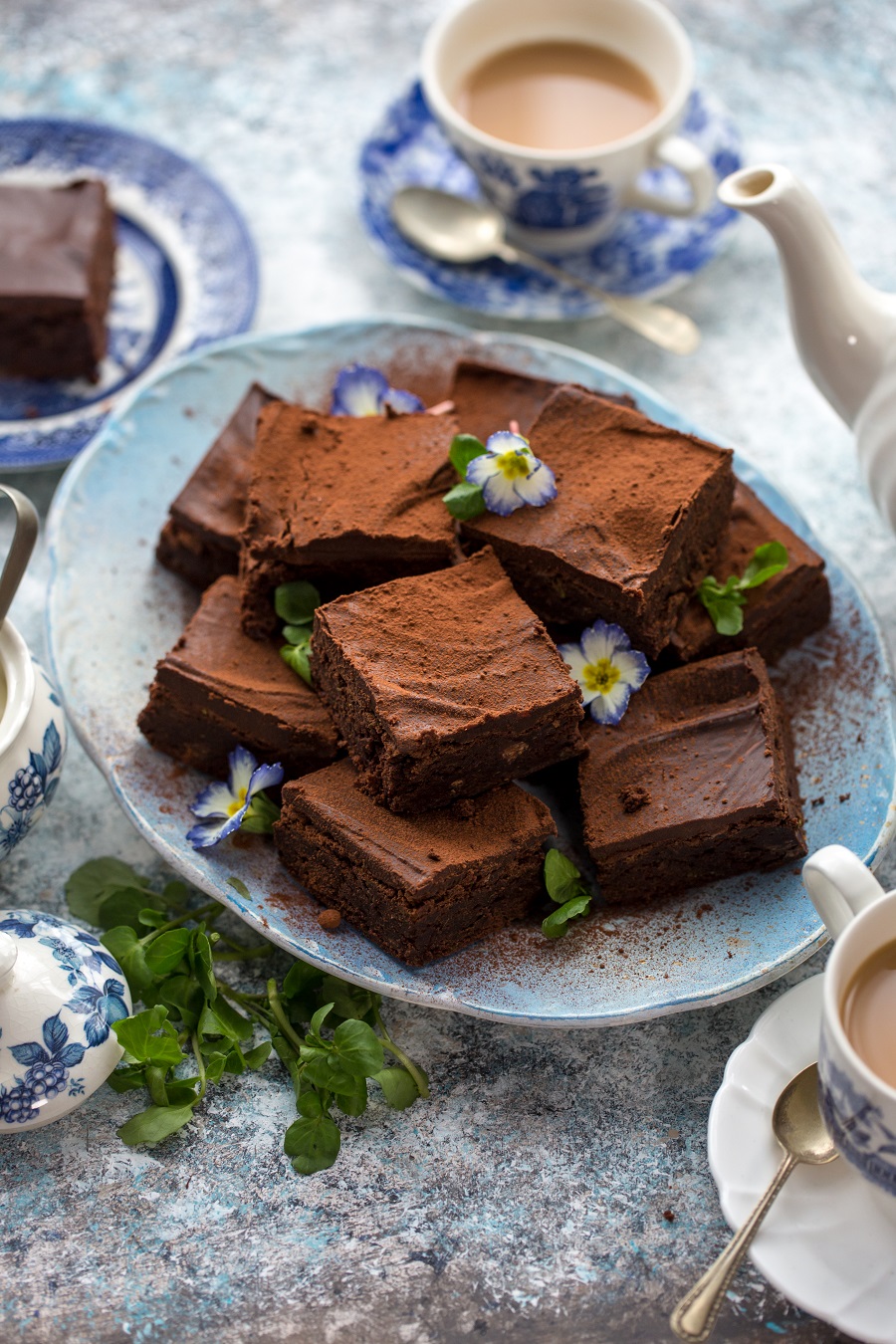 Chocolate, Orange & Watercress Brownies with Chocolate Ganache Topping