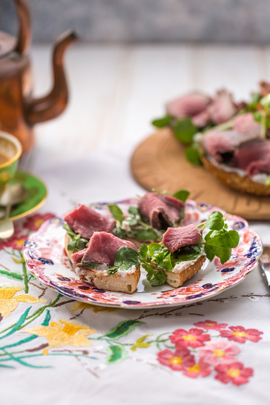 Rare Roast Beef, Wasabi And Watercress Bagels