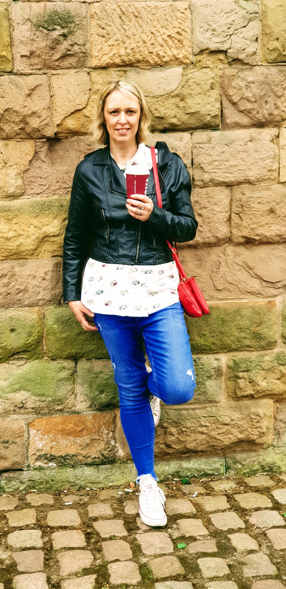 Styling A Navy Blue Biker Style Jacket