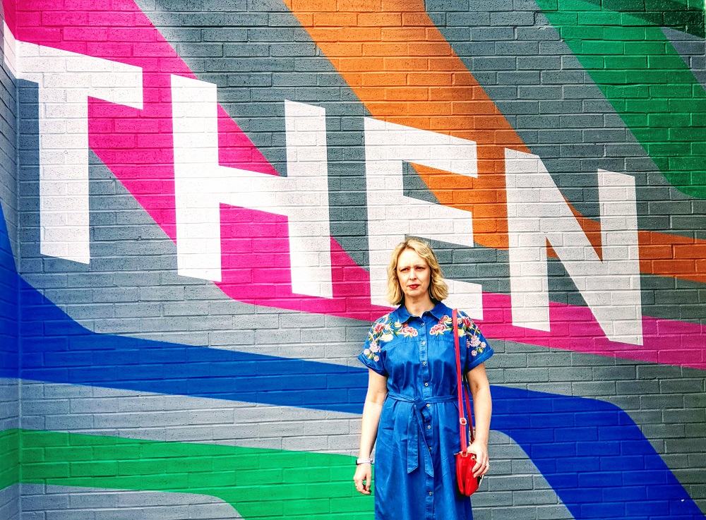 Then Now Outfit Of The Day A Denim Dress With Flowers