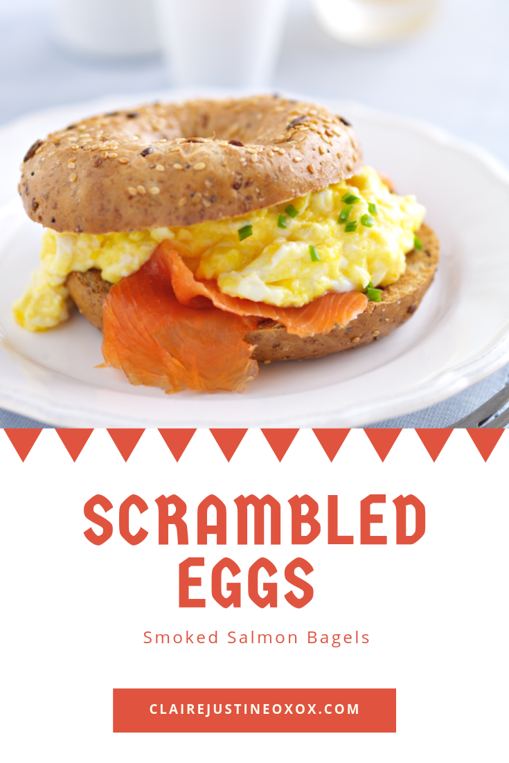 Scrambled Eggs With Smoked Salmon Bagels
