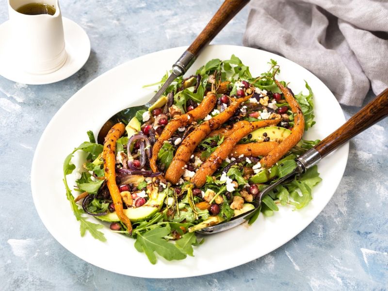Roasted Baby Carrot Salad With Walnuts, Chickpeas