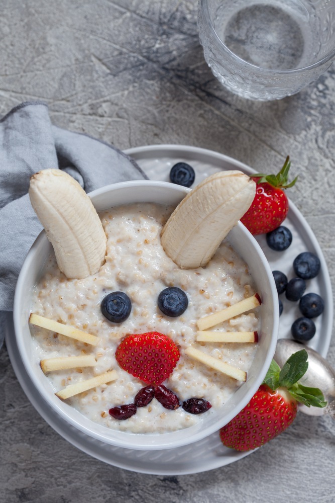 Easy Easter Fruit And Maple Syrup Bunny Porridge