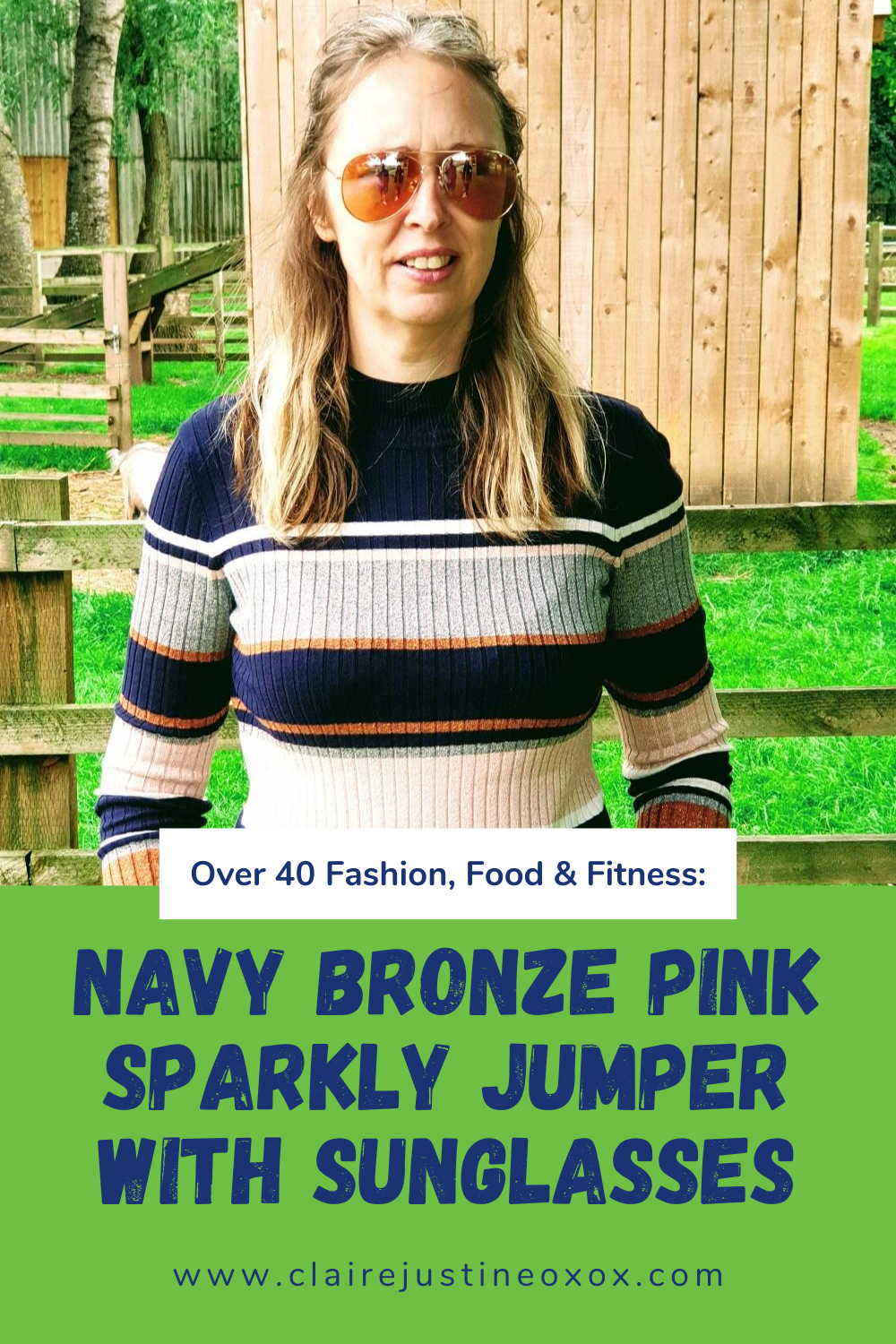 Navy Bronze Pink Sparkly Jumper With Sunglasses