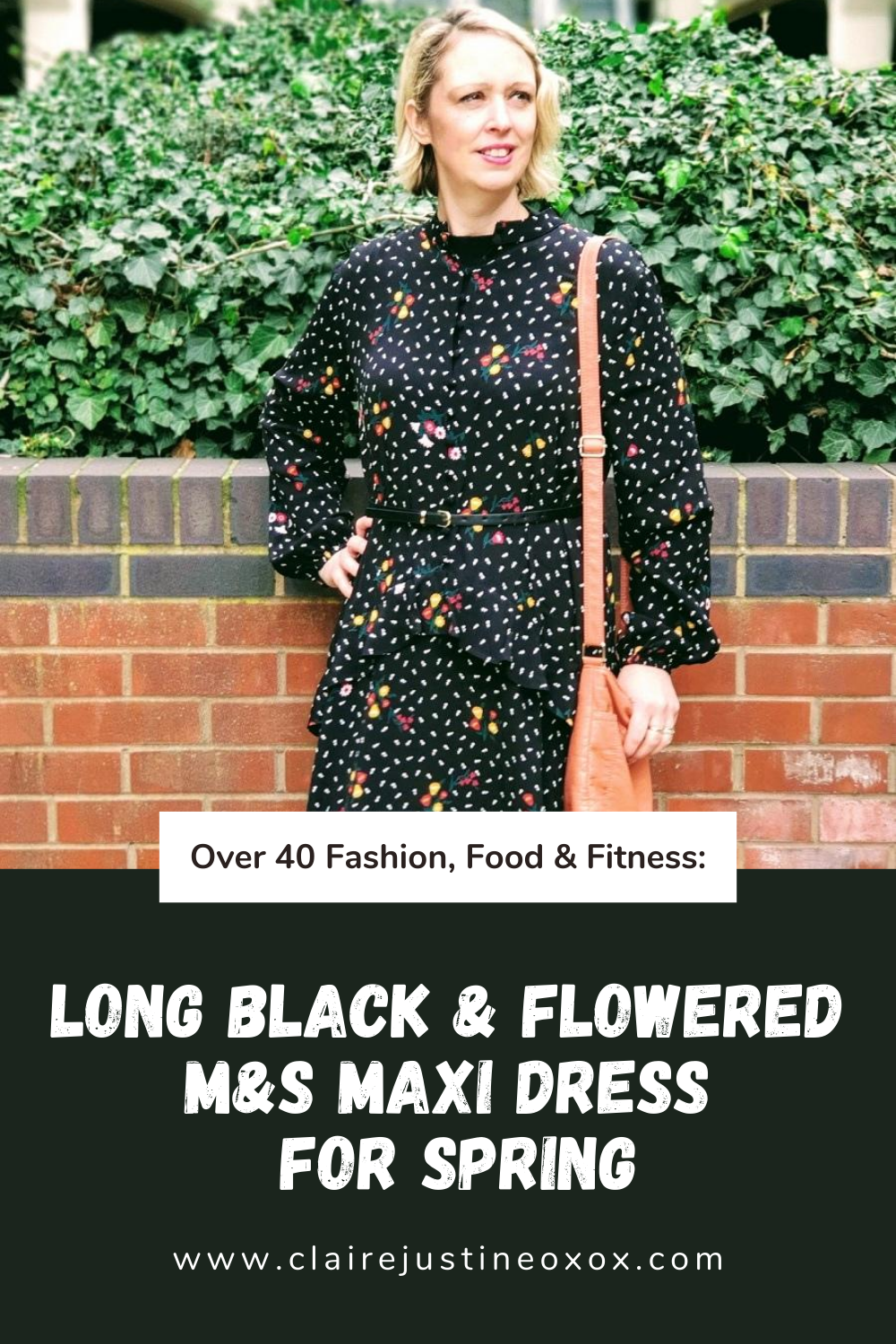 Long Black & Flowered M & S Maxi Dress For Spring Long Black & Flowered M & S Maxi Dress For Spring