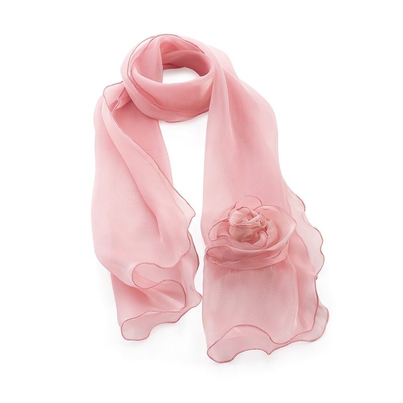 Metallic Pink Colour Flower Scarf