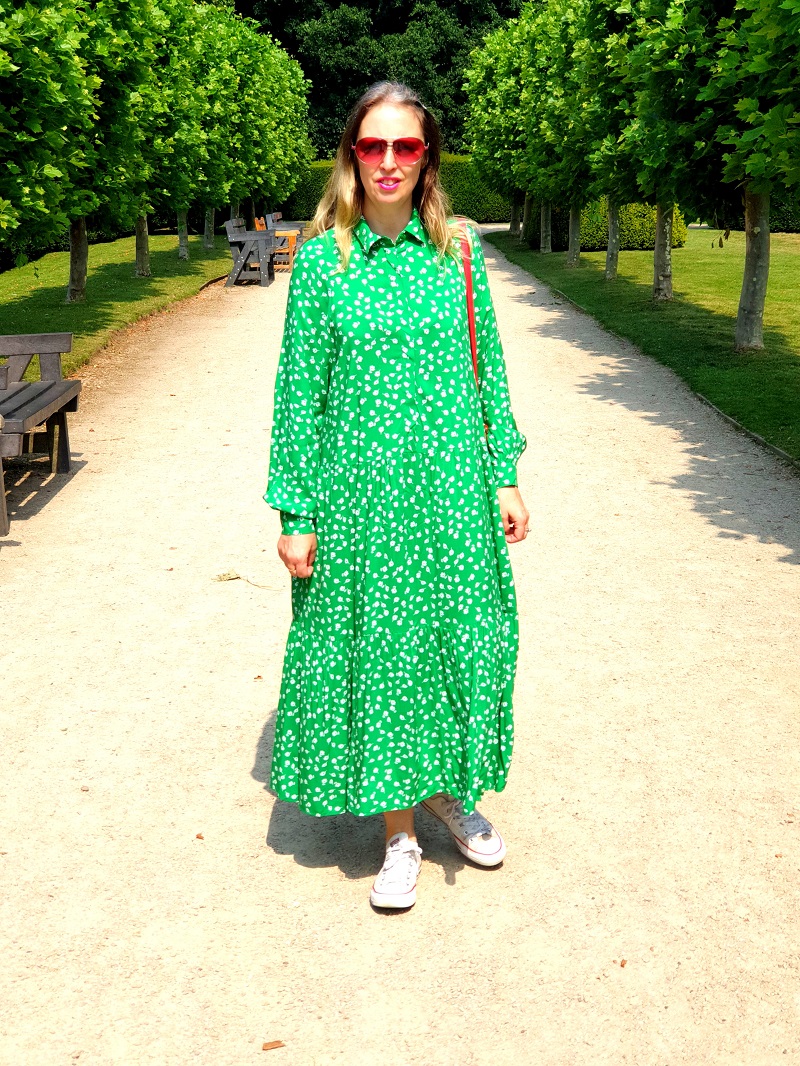 A Walk At Rufford Abbey County Park In My Green Flowered Maxi Dress