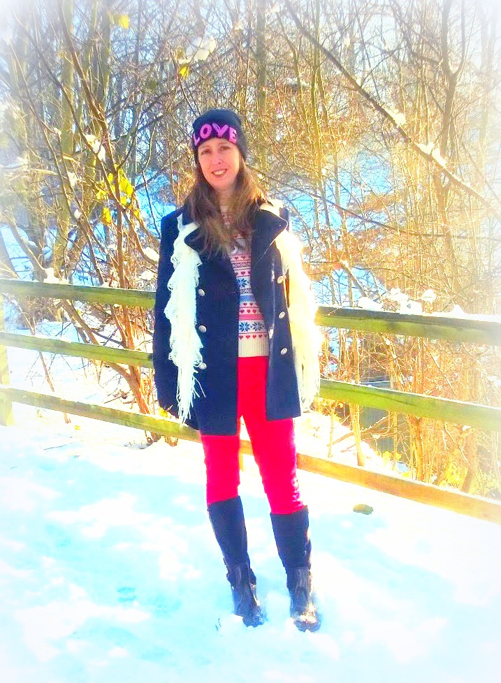 Snow Fashion, Love Hat, Posh Wellies & Red Leggings