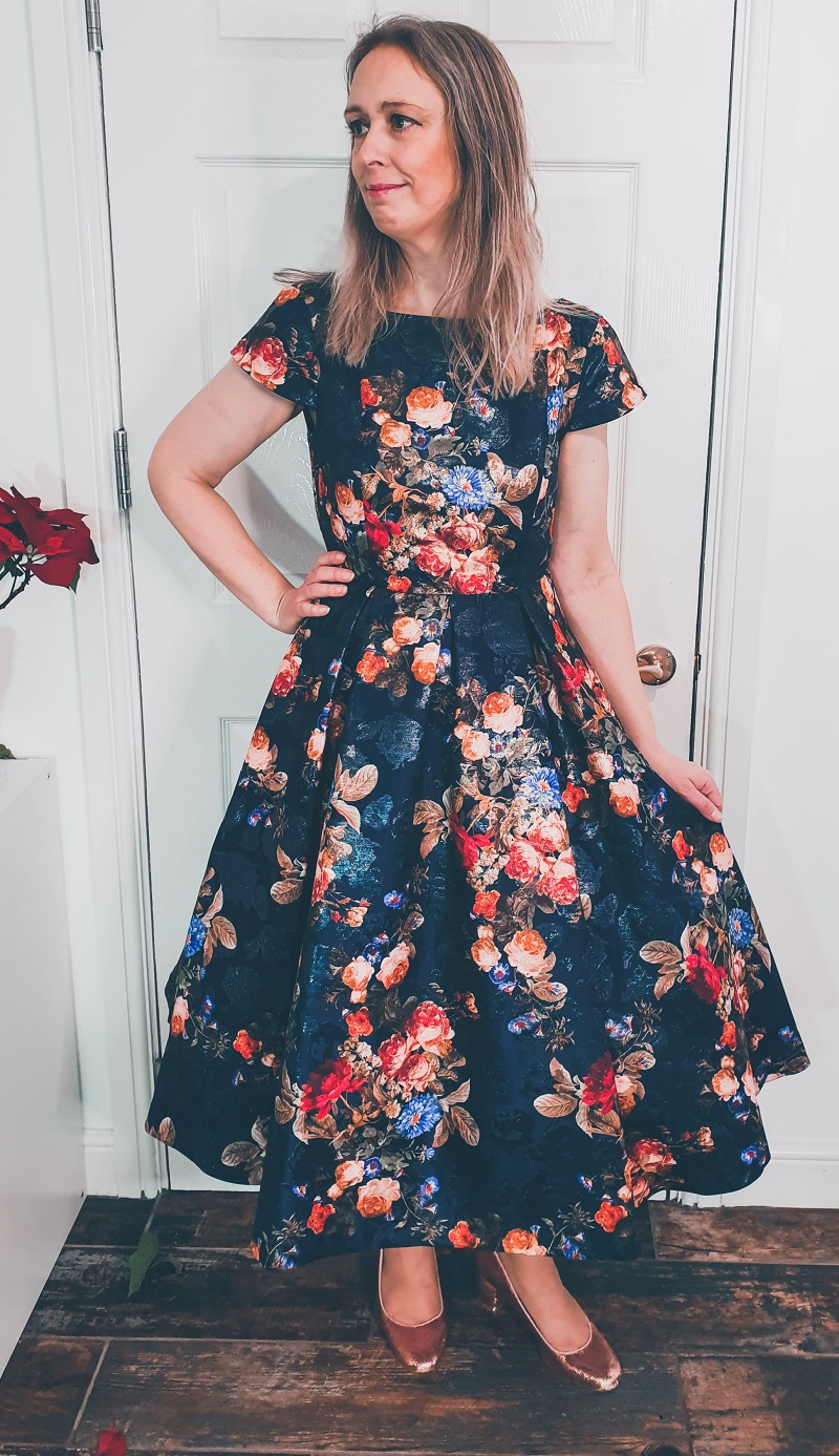 Styling The Most Beautiful Navy Dress With Roses On It 