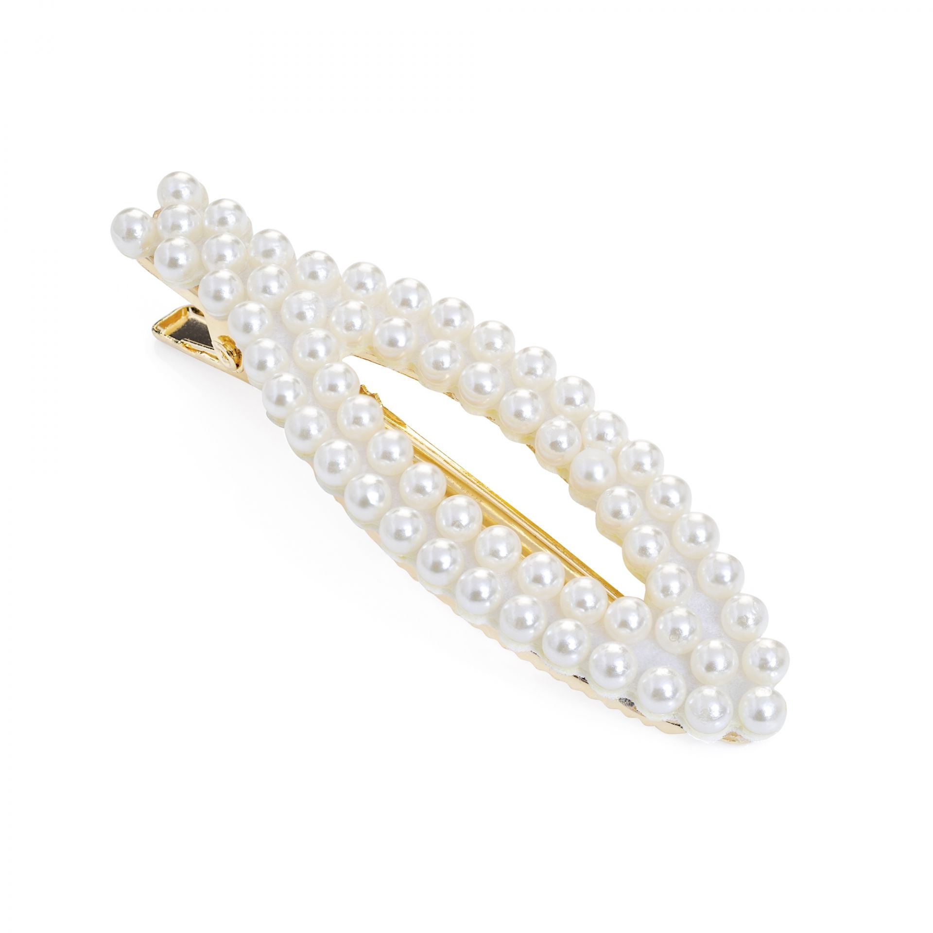 Gold colour cream pearl effect hair clip