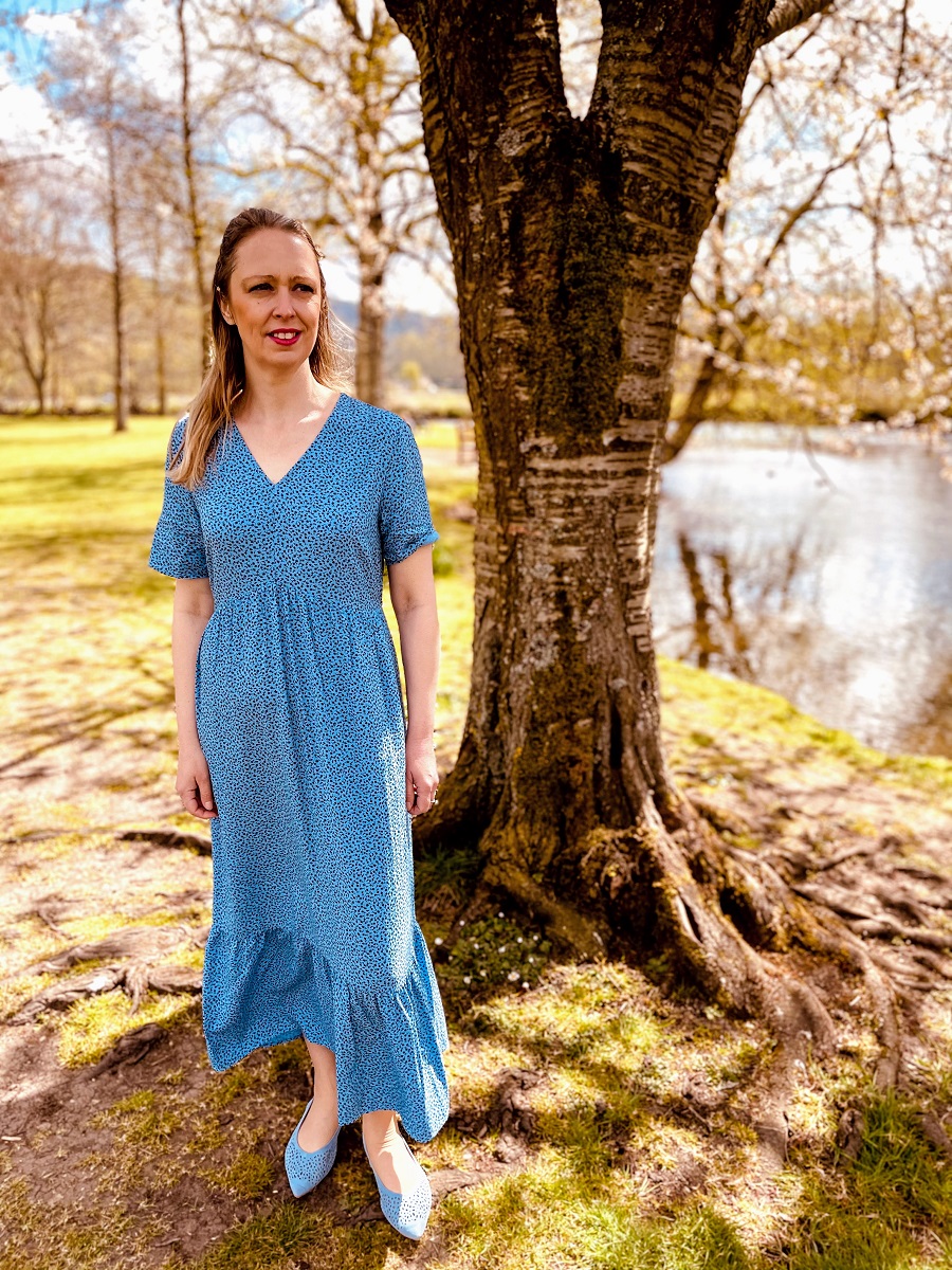 A Day Out In Derbyshire: Three Places To Visit Light Blue Floral Maxi Dress With Light Blue Shoes