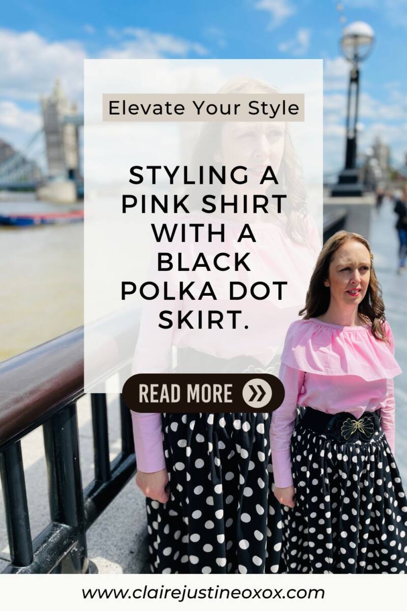 Styling A Pink Shirt With A Black Polka Dot Skirt