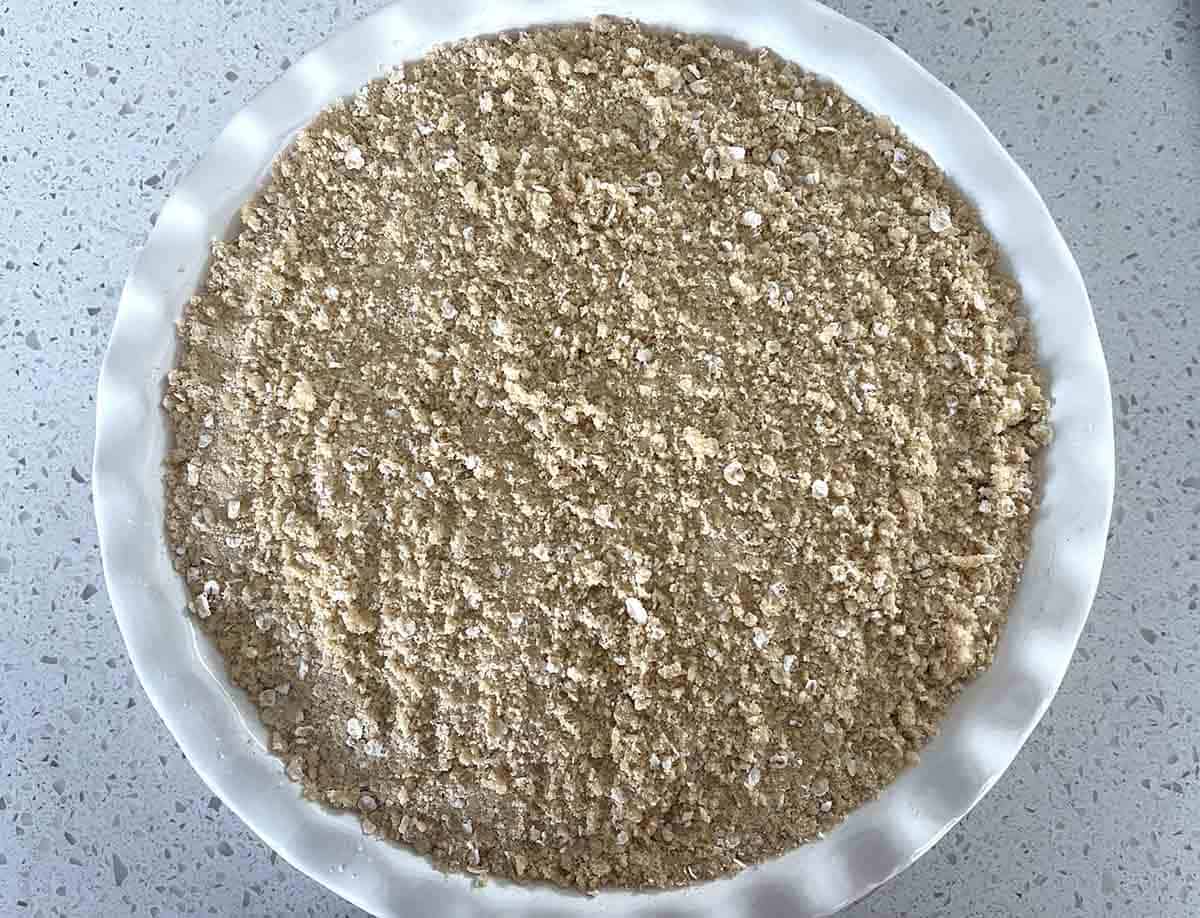crumble topping added to fruit.
