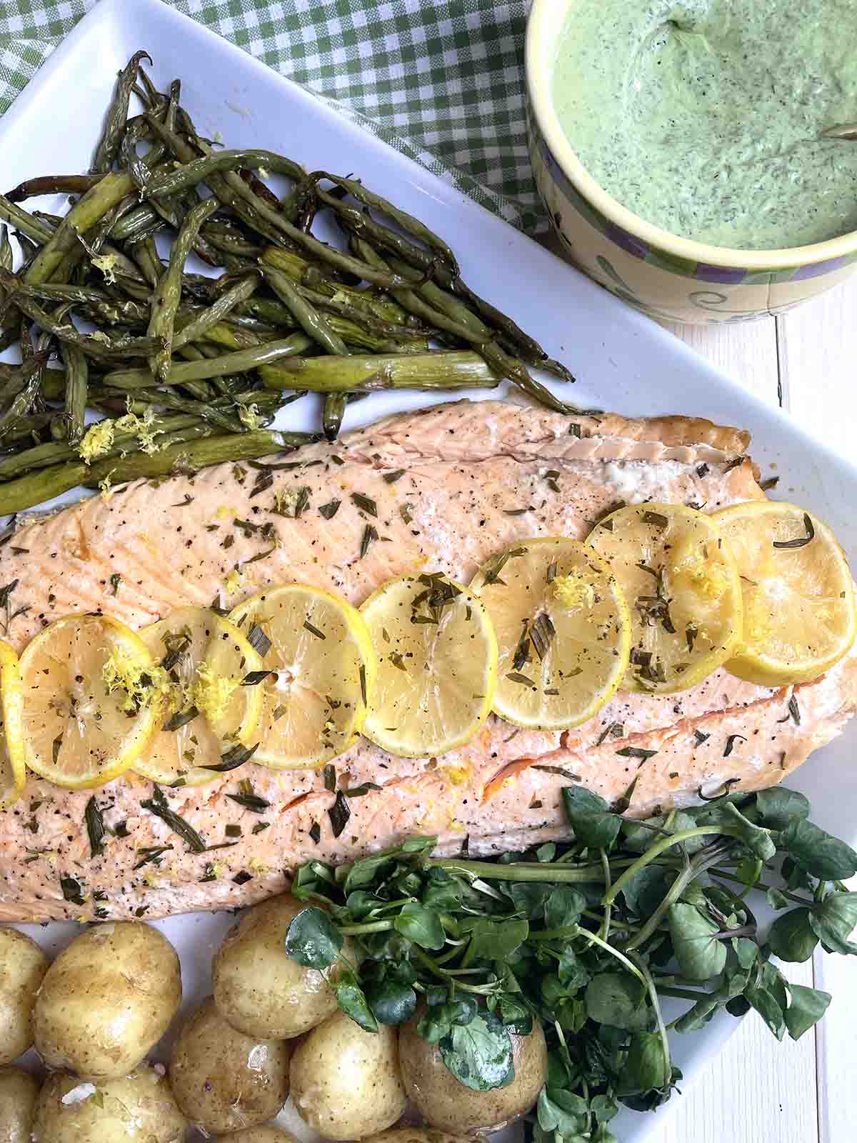 baked side of salmon.