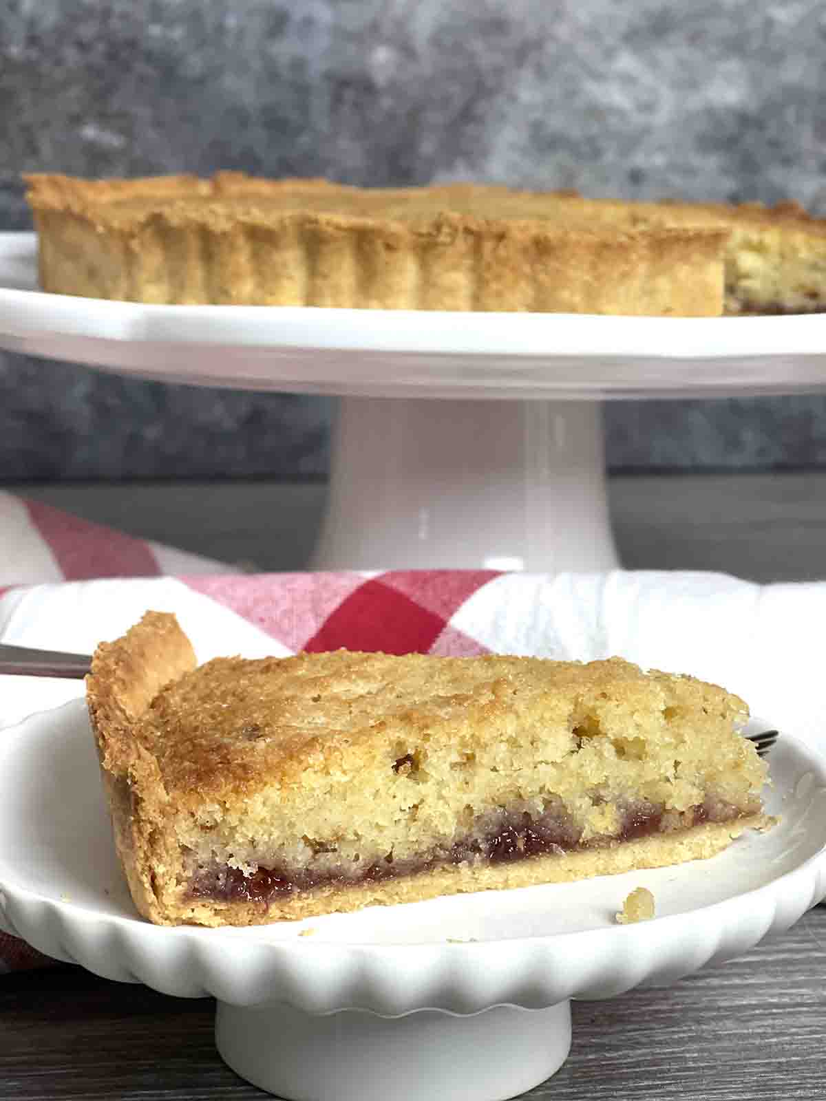 slice taked from cooked buxton tart.
