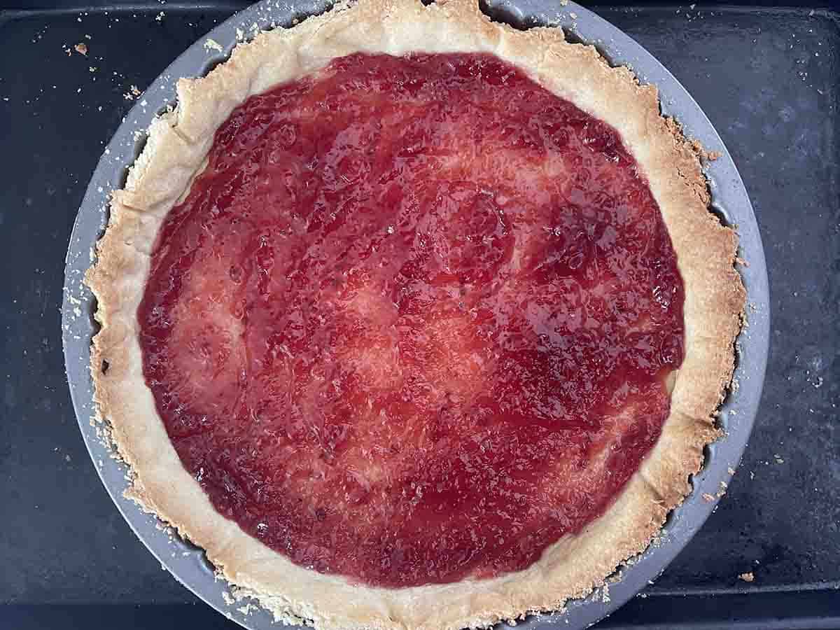jam in tart case.