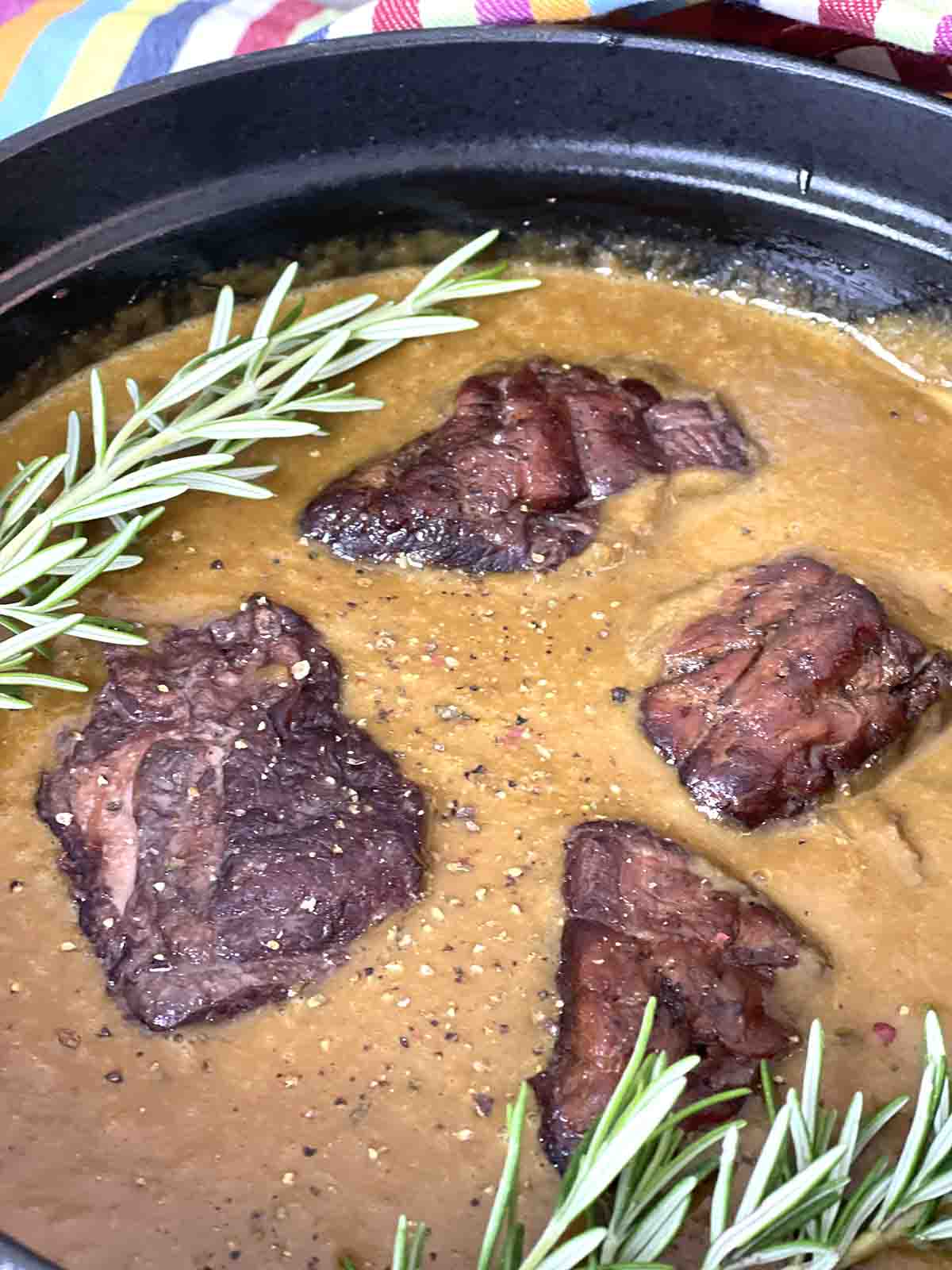 lamb with gravy.