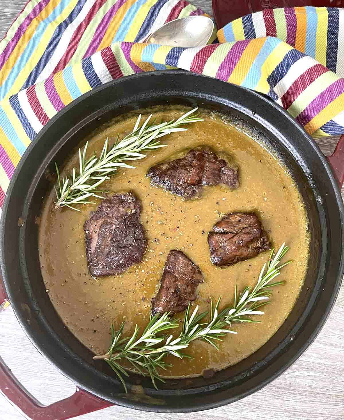 slow cooked lamb neck fillets.
