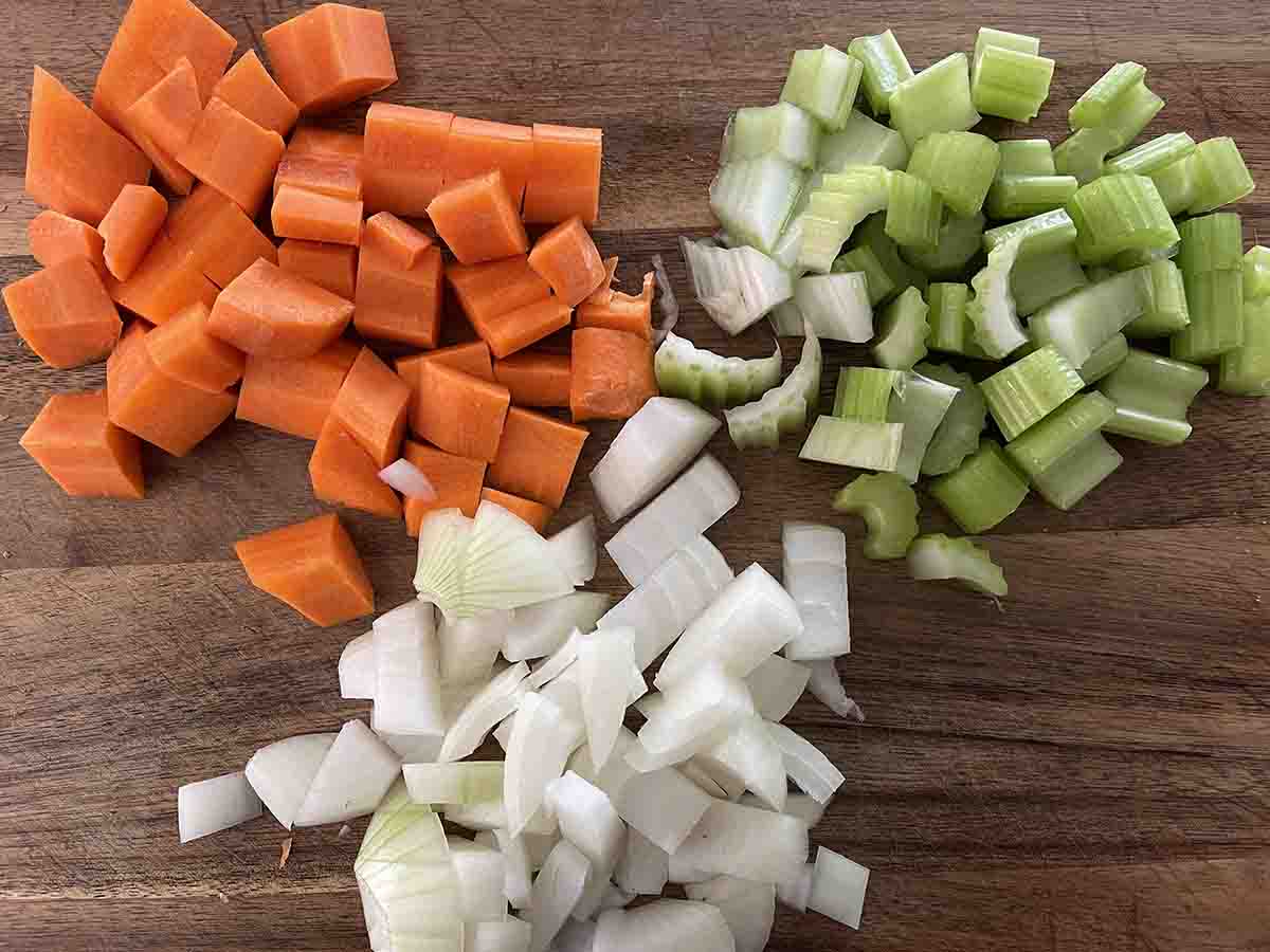 chopped vegetables.