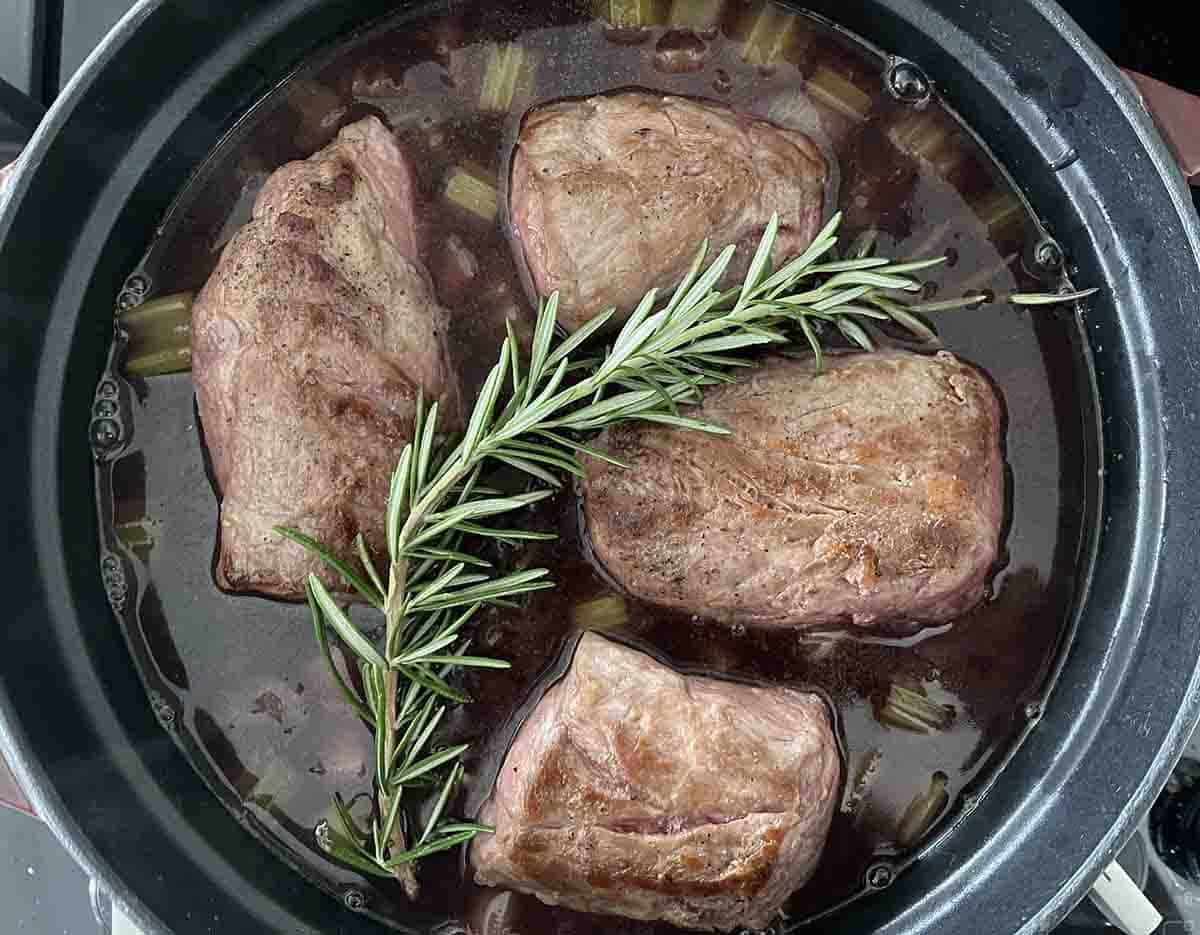 lamb added to casserole.