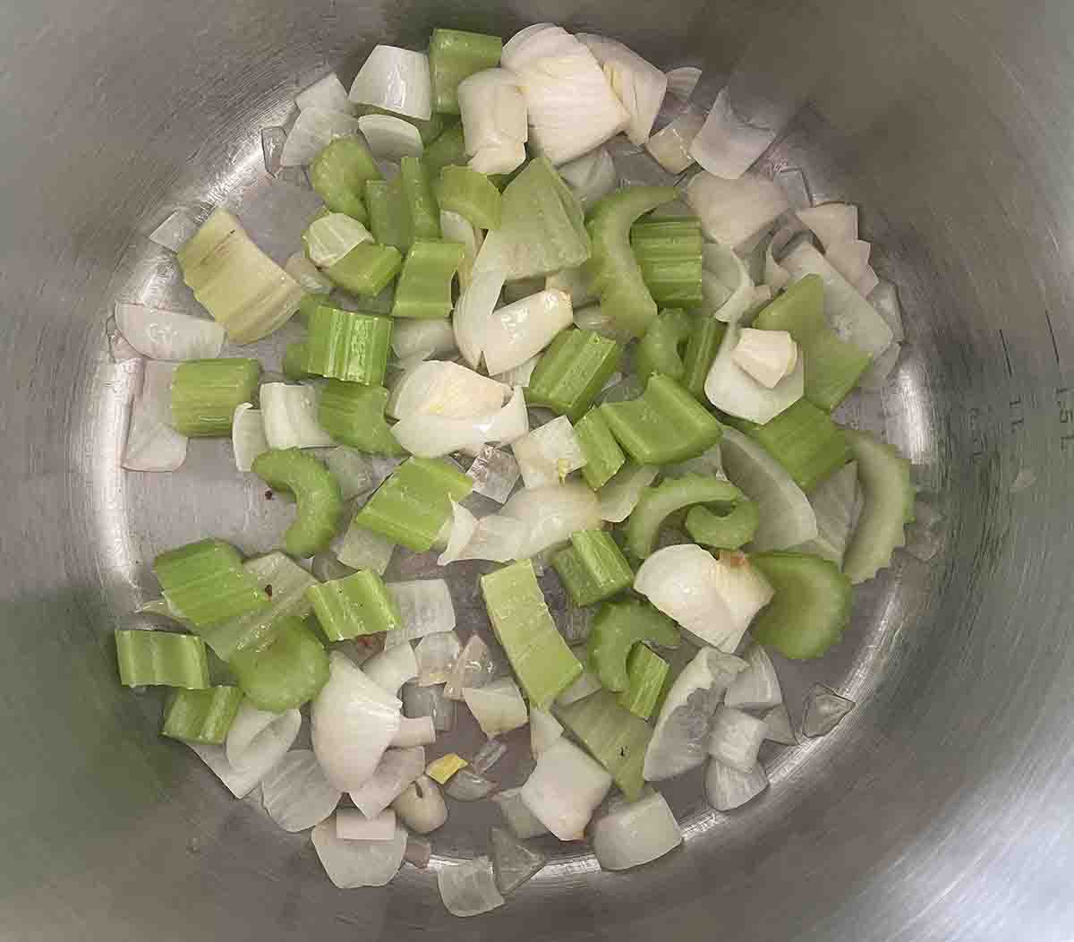 vegetables cooking in oil.