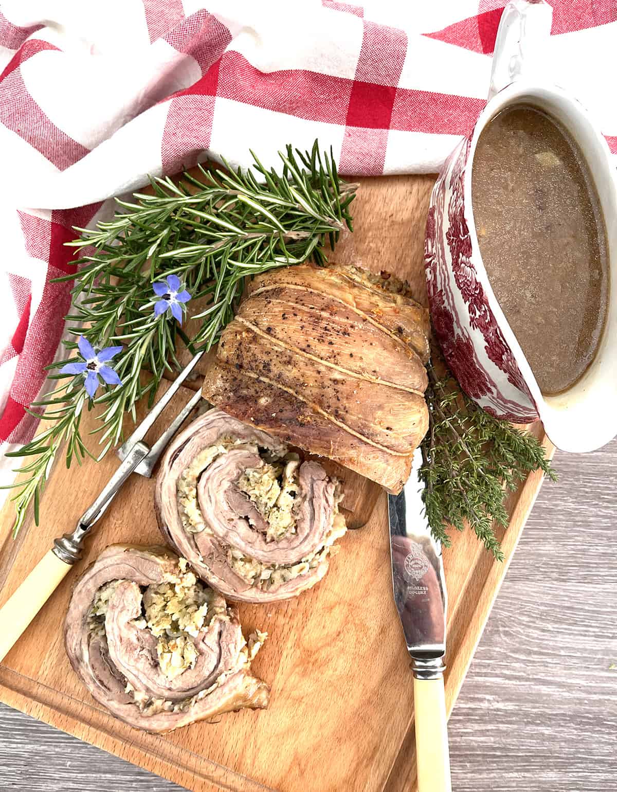 stuffed breast of lamb.