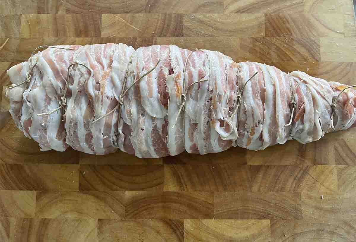 bacon wrapped monkfish tail.