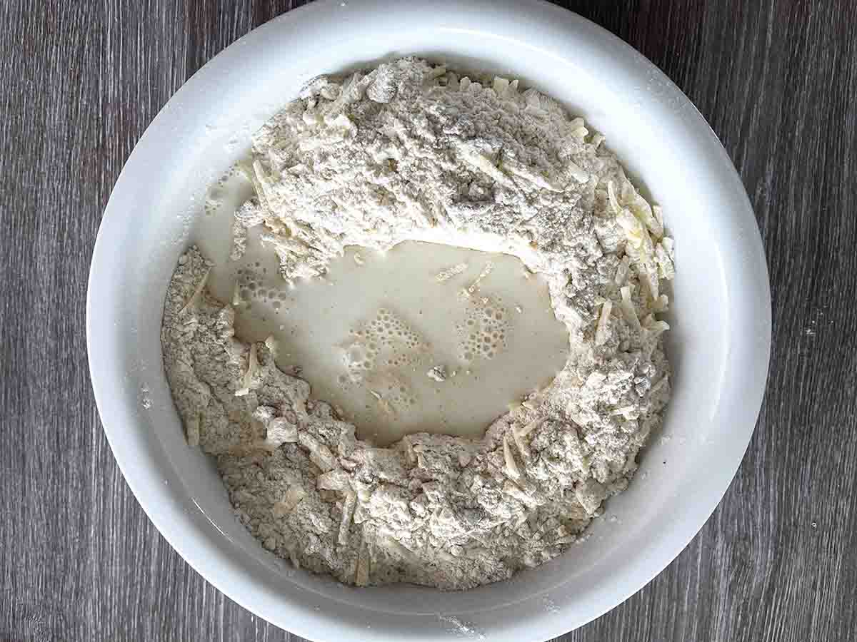 scone mixture with milk added.