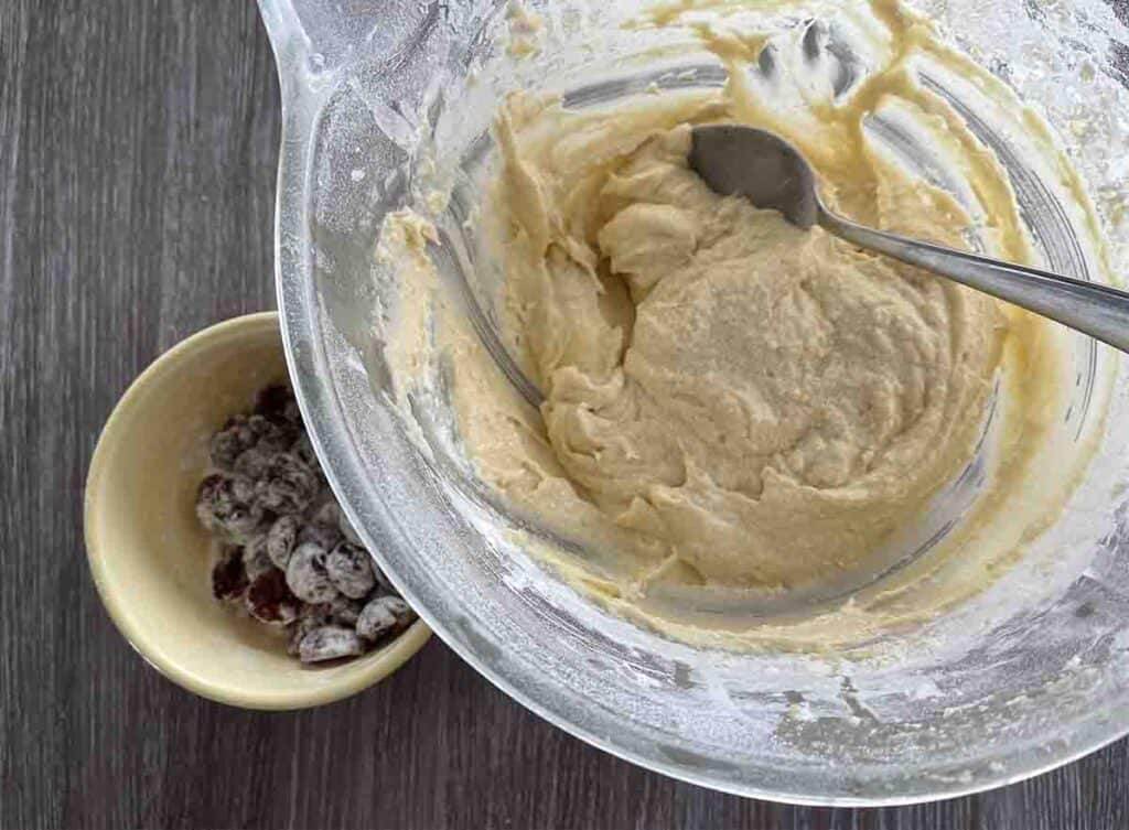 mixture with flour folded in.
