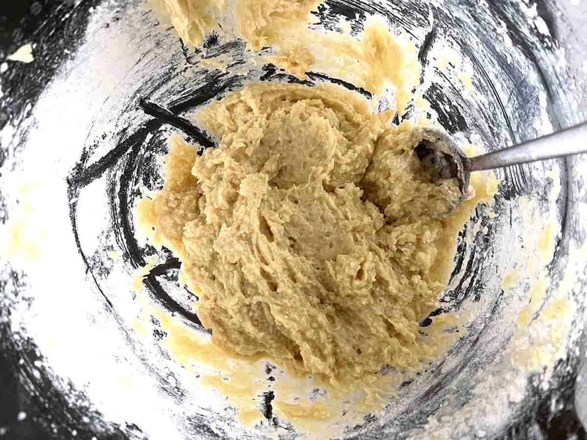 mixture with flour folded in.