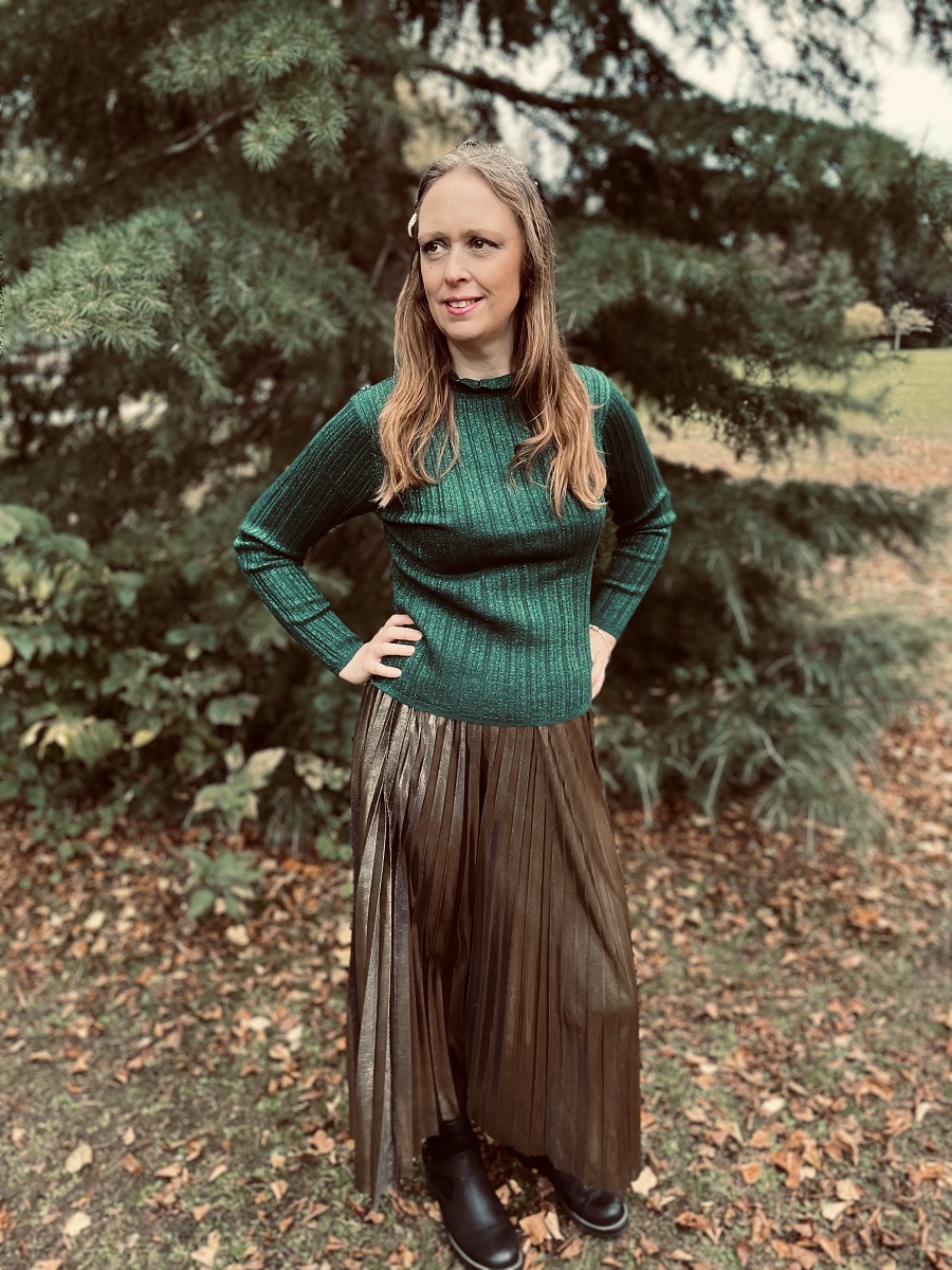 Green Glitter Jumper And Silver Skirt Green Glitter Jumper And Silver Skirt