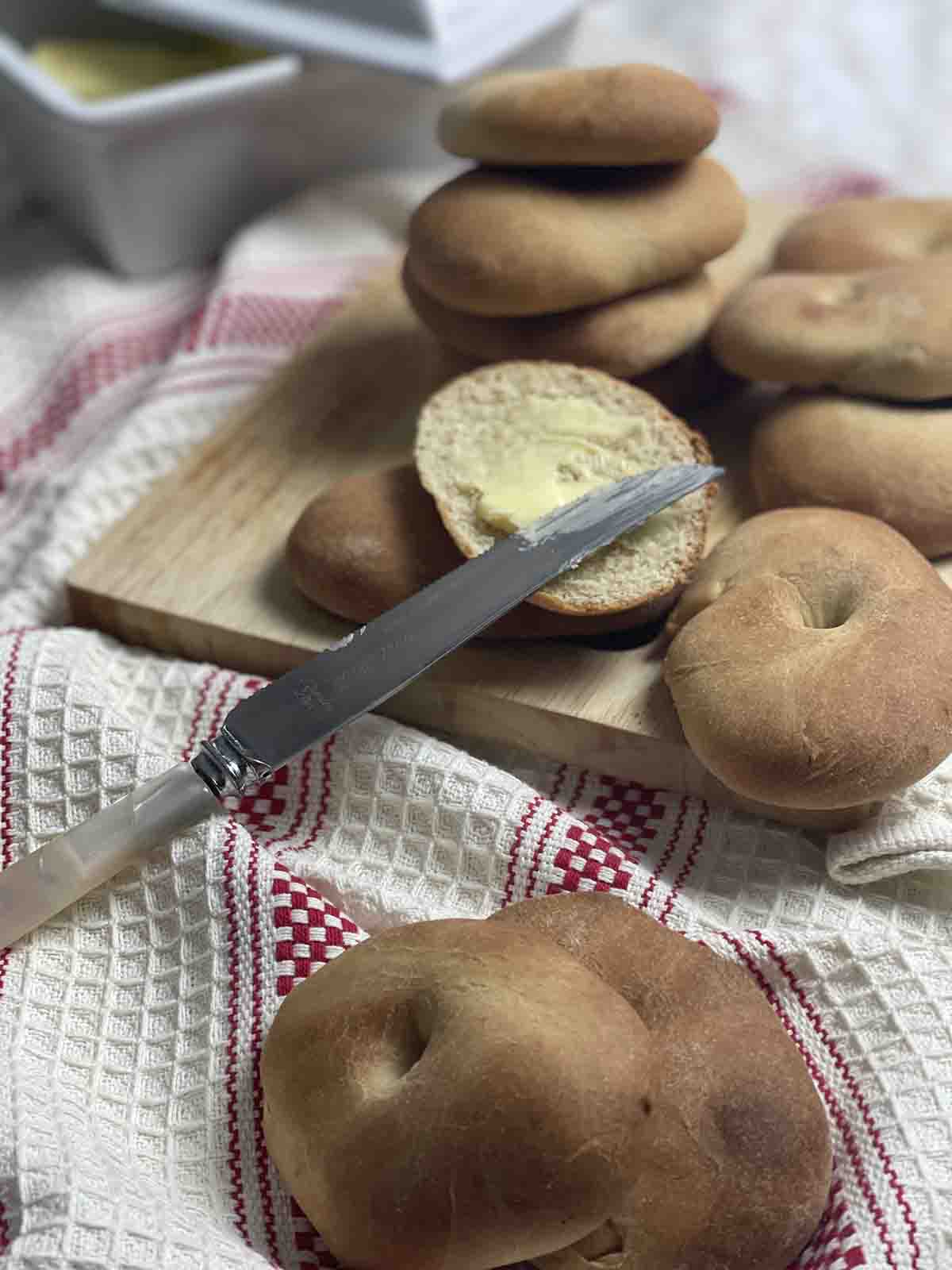 white rolls on a board.