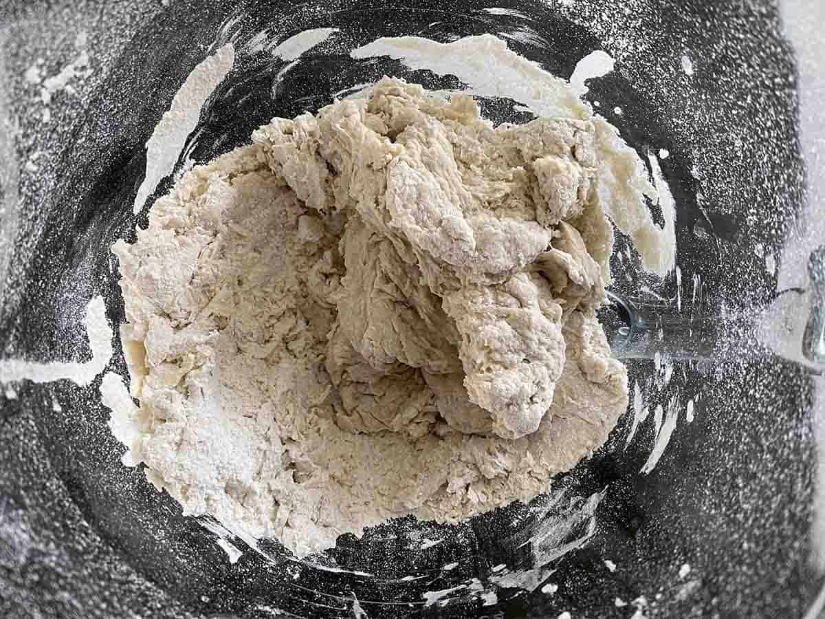 dough mix in a bowl after kneading.