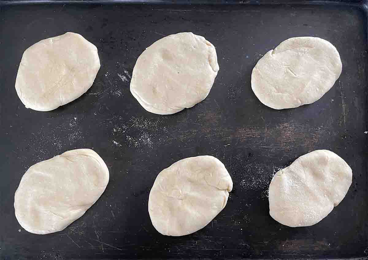 shaped dough on a baking tray.