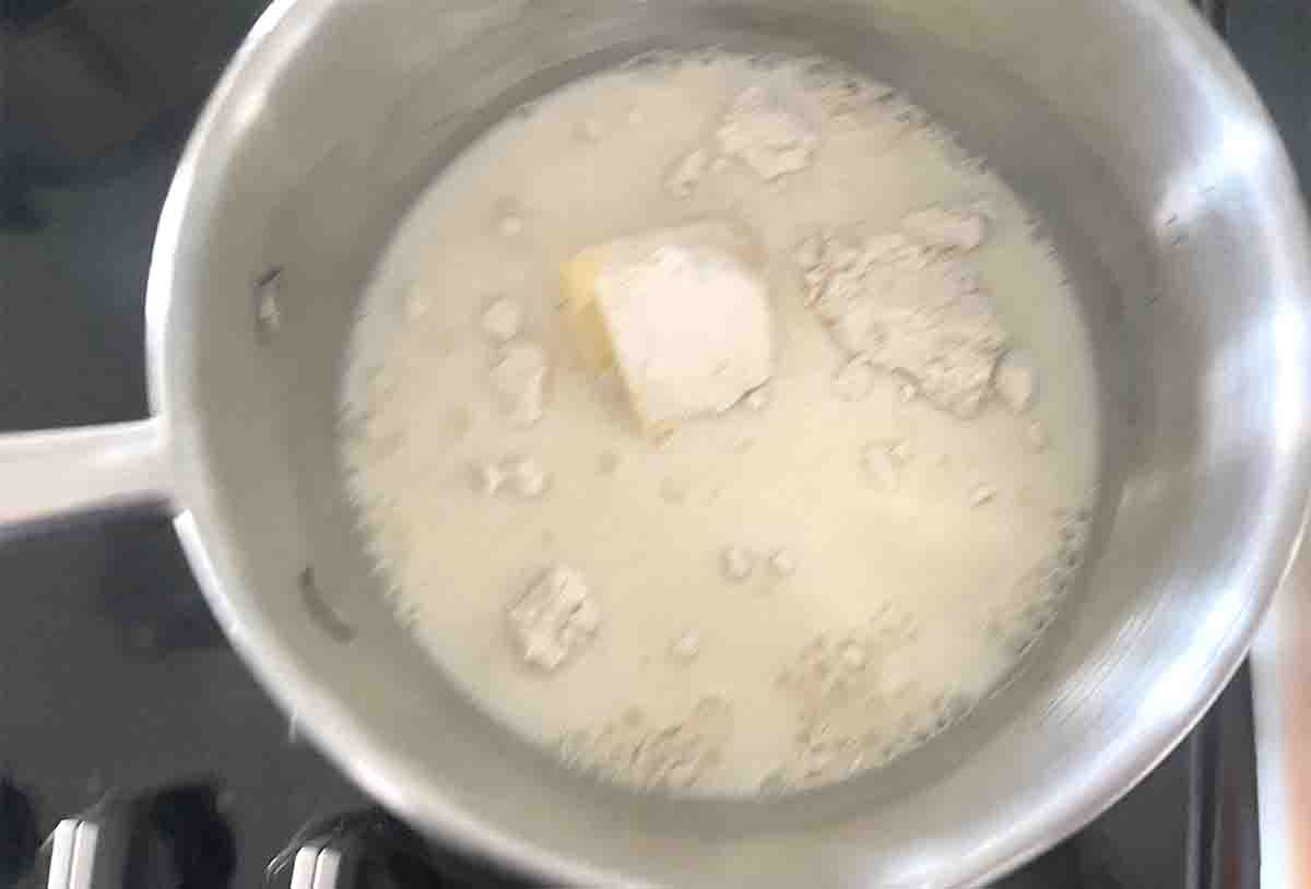 flour, milk and butter in a saucepan.