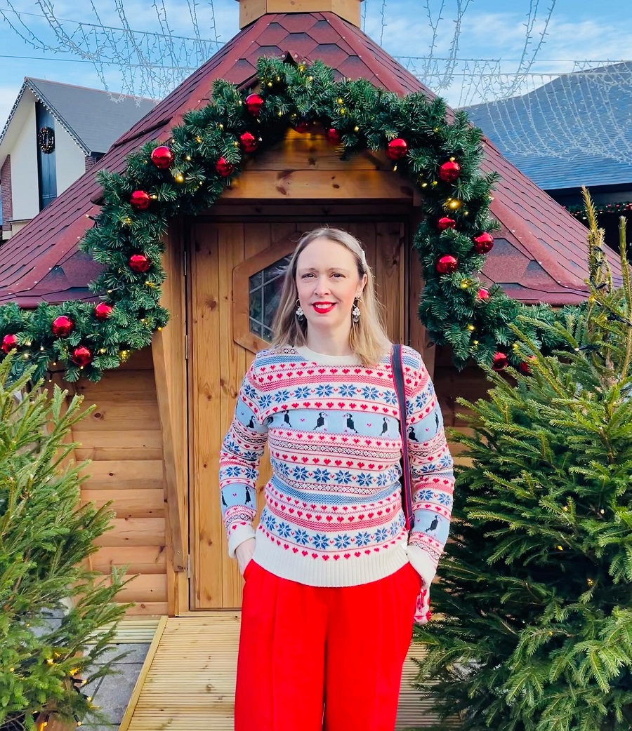 Fair Isle Jumper & Red Trousers