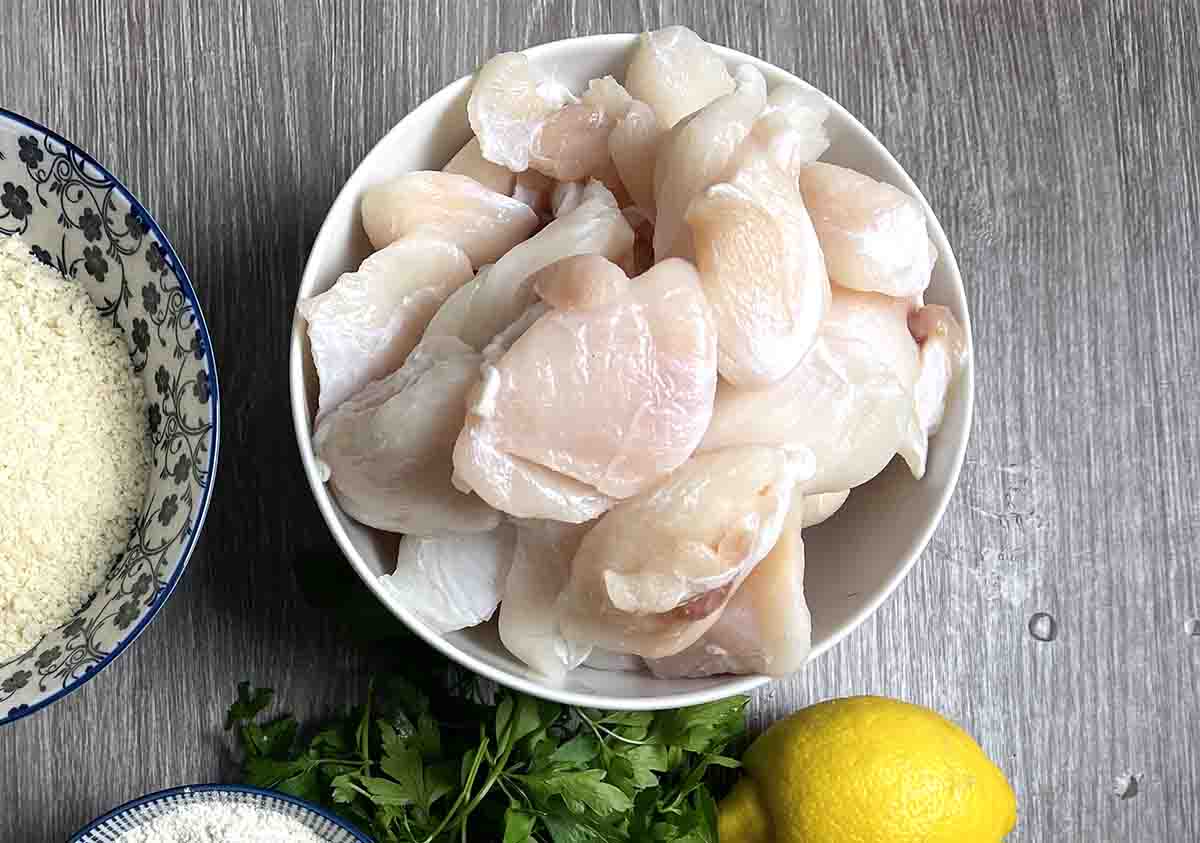 fish cheeks in a bowl.