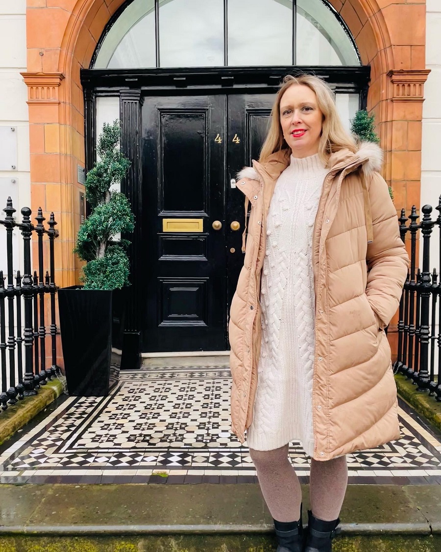 Cream Knitted Jumper Dress