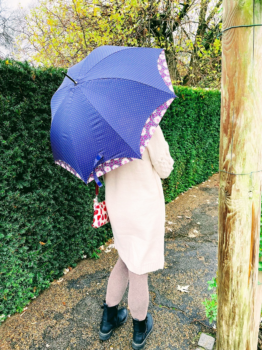 Purple Flower Umbrella And Cream Dress Purple Flower Umbrella And Cream Dress
