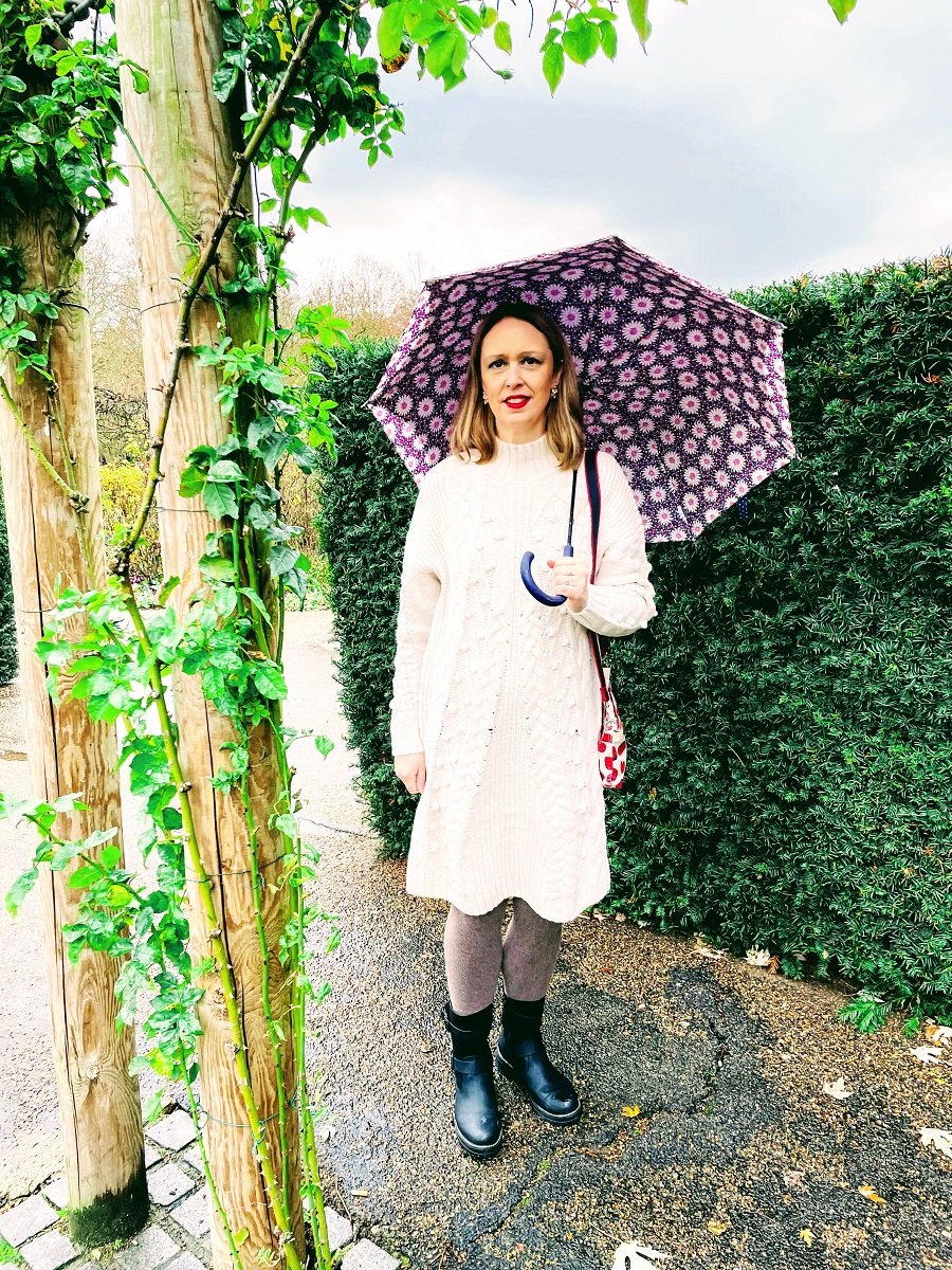 Purple Flower Umbrella And Cream Dress Purple Flower Umbrella And Cream Dress