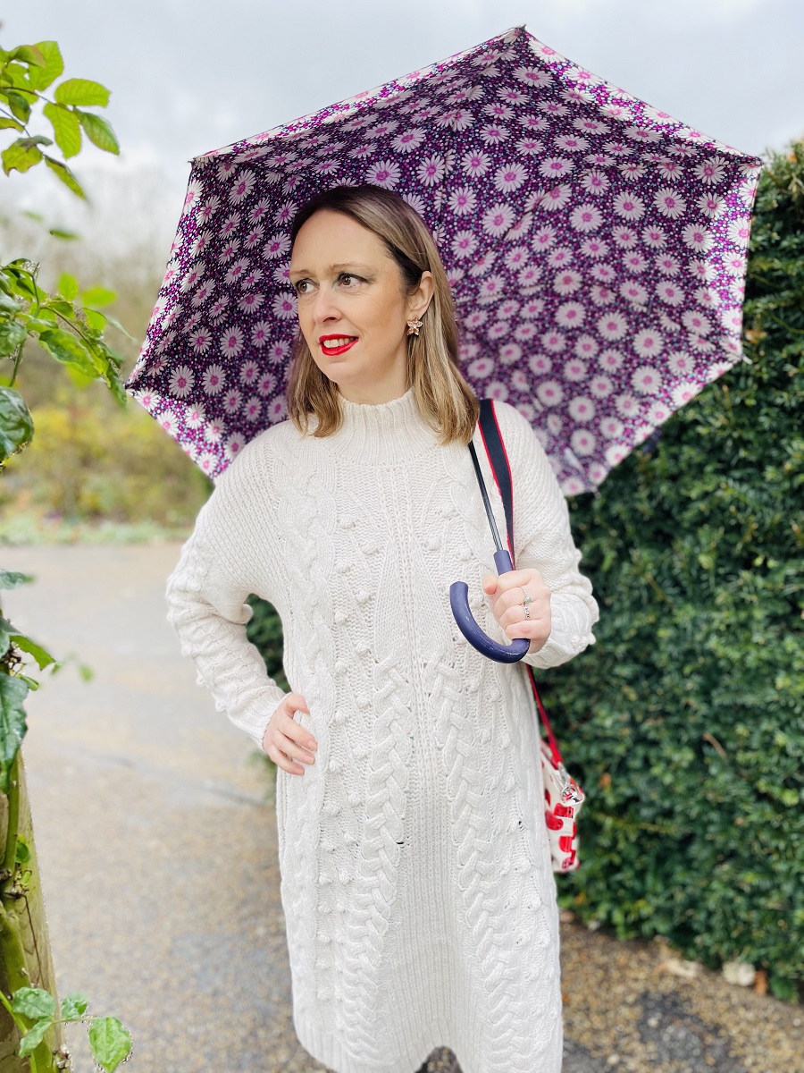 Purple Flower Umbrella And Cream Dress Purple Flower Umbrella And Cream Dress